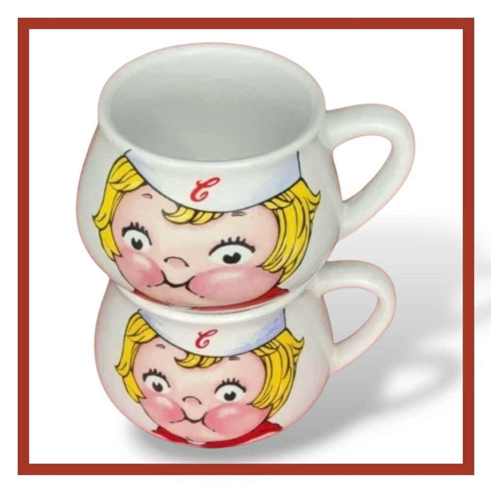 Campbell Soup 1998 Vintage Two White Mugs